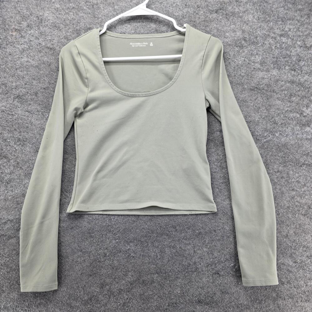 Abercrombie & Fitch T-Shirt Womens XS Green Scoop Neck Long Sleeve Slim Modal